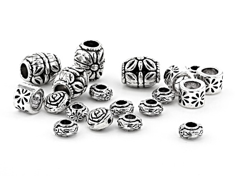 Metal Flower Spacer Bead Kit in 4 Styles in Antique Silver Tone 200 Pieces Total