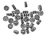 Metal Fancy Rondelle appx 12x6mm Spacer Beads in 3 Styles in Antique Silver Tone 30 Pieces Total