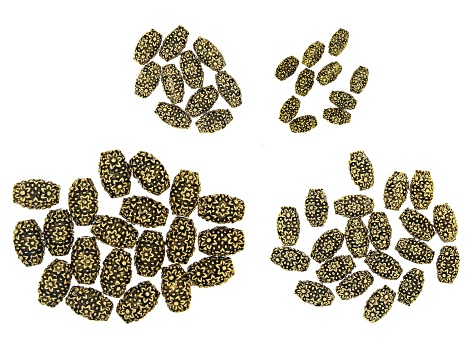 Metal Flower Vase Shape Spacer Beads in 4 Sizes in Antique Gold Tone 60 Pieces Total