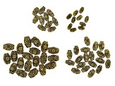 Metal Flower Vase Shape Spacer Beads in 4 Sizes in Antique Gold Tone 60 Pieces Total