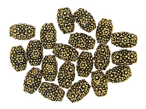 Metal Flower Vase Shape Spacer Beads in 4 Sizes in Antique Gold Tone 60 Pieces Total