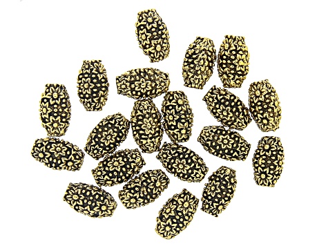 Metal Flower Vase Shape Spacer Beads in 4 Sizes in Antique Gold Tone 60 Pieces Total