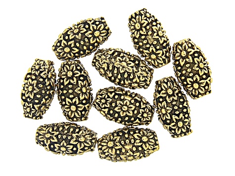 Metal Flower Vase Shape Spacer Beads in 4 Sizes in Antique Gold Tone 60 Pieces Total
