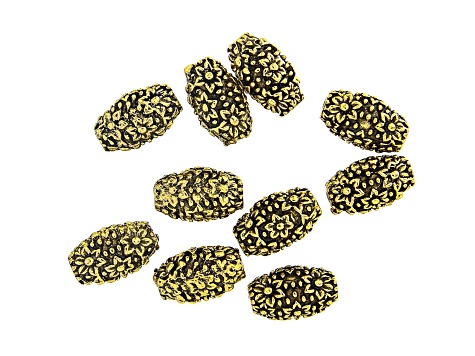Metal Flower Vase Shape Spacer Beads in 4 Sizes in Antique Gold Tone 60 Pieces Total