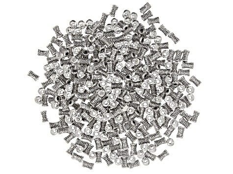 Indonesian Inspired Metal Spacer Tube appx 7.5x4.5mm Beads in Antique Silver Tone 300 Pieces Total