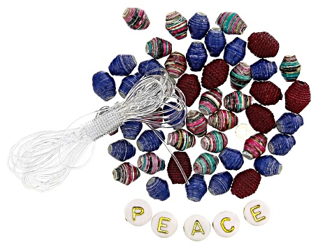 Akola Assorted Karatasi, Raffia, and "Peace" Letter Beads