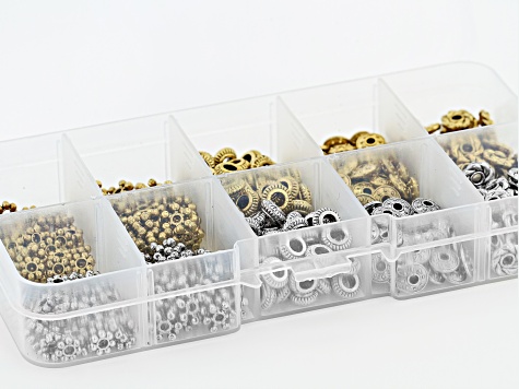 Metal Spacer Bead Kit in 5 Styles in Antique Silver & Gold Tone 500 Pieces Total