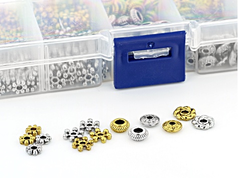 Metal Spacer Bead Kit in 5 Styles in Antique Silver & Gold Tone 500 Pieces Total