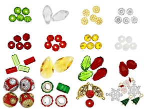 Holiday Glass & Metal Bead Kit in Assorted Styles 67 Pieces Total