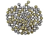 Electroplate Round Large Hole Spacer Bead in Antiqued Silver & Gold Tone 100 Pieces Total