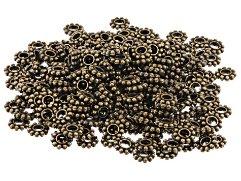 Rondelle Large Hole Daisy Spacer Bead Kit in Antiqued Tones Appx 1000 Pieces Total