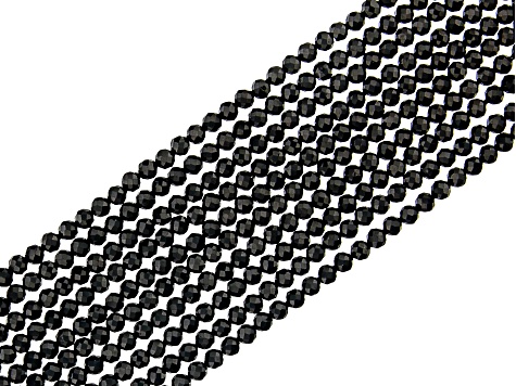 Black Spinel Faceted appx 2-2.25mm Round Bead Strand Set of 10 appx 15-16"