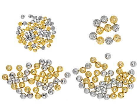 Metal Spacer Beads in 4 Styles in Gold Tone & Silver Tone appx 150 Pieces Total