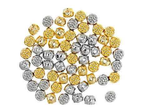 Metal Spacer Beads in 4 Styles in Gold Tone & Silver Tone appx 150 Pieces Total