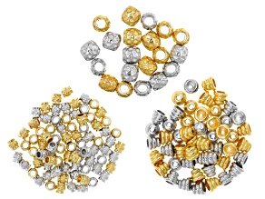 Metal Spacer Beads in 3 Styles in Gold Tone and Silver Tone appx 150 Pieces Total