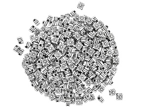Metal Starburst Diamond Shape Large Hole Spacer Beads in Antique Silver Tone 300 Pieces Total