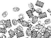 Textured Metal Large Hole Spacer Beads in 4 Styles in Antique Silver Tone 115 Pieces Total