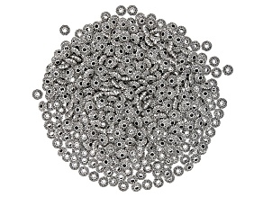 Indonesian Inspired Metal Round appx 6mm Spacer Beads in Antique Silver Tone 500 Pieces Total