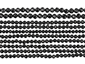 Black Spinel Faceted Round appx 2-3mm Bead Strand Set of 10 appx 12-12.5"
