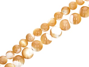 Bi-Color Mother of Pearl Round appx 6-8mm Bead Strand Set of 2 appx 15-16"