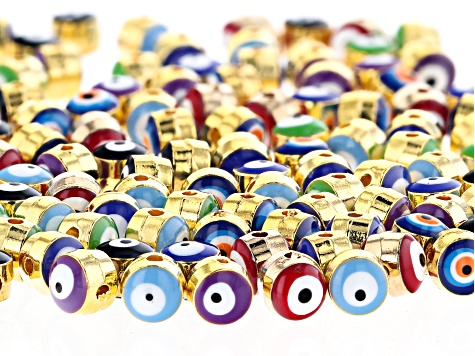 Metal & Enamel Round appx 5mm Beads in 7 Colors 140 Beads Total