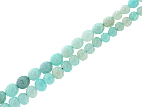 Blue Peruvian Opal Round appx 4-5mm Bead Strand Set of 2 appx 15-16"