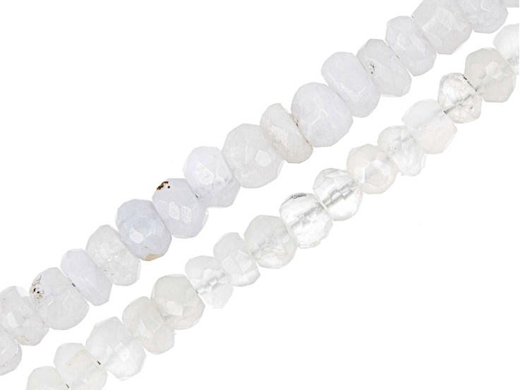 White Moonstone & Blue Agate Faceted appx 3-5mm Rondelle Bead