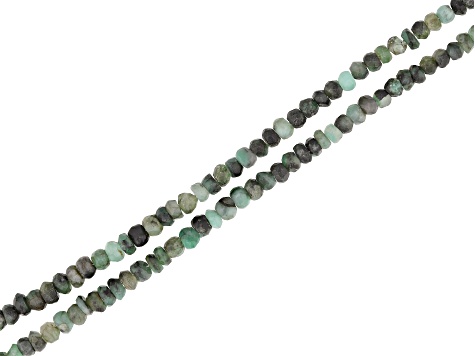 Sakota Emerald Faceted Rondelle Bead Strand Set of 2 appx 15-16"