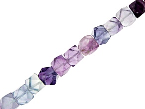 Multi-Color Fluorite Faceted appx 4-8mm Fancy Cube Bead Strand appx 15-16"