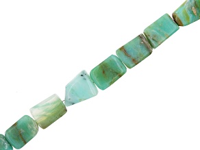 Green Peruvian Opal Tumble appx 14x12-17x14mm Nugget Bead Strand appx 15-16"