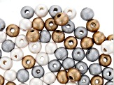 Wooden Gold Color, Silver Color & White Round appx 8-12mm Bead Parcel 360 Beads Total