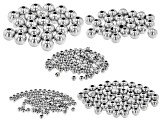 Stainless Steel Round Beads in 5 Sizes Appx 300 Pieces Total