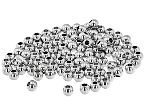 Stainless Steel Round Beads in 5 Sizes Appx 300 Pieces Total