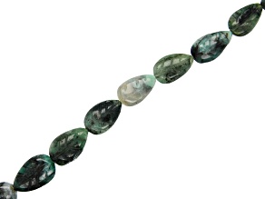 Emerald Graduated Hand-Carved Leaf appx 11x7mm-19x12mm Shape Beads appx 15-16"