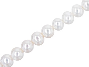 White Cultured Freshwater Pearl Large Hole Semi-Round appx 10-11.5mm Shape Bead Strand appx 8"