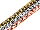 Hematine Rounded appx 4.5x4mm Zig-Zag Bead Strand Set of 3 in 3 Tones appx 15-16"