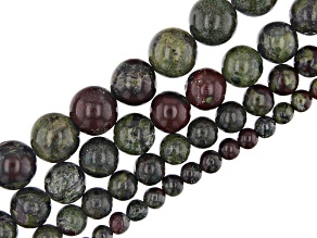 Dragon Blood Stone Round appx 4-10mm Bead Strand Set of 4 appx 14-15"