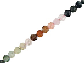Multi-Color Tourmaline and Tourmaline in Quartz Faceted appx 3mm Round Bead Strand appx 15-16"