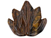 Tiger Iron, Rose Quartz & Black Agate Large Focal Carved appx 50x45mm Maple Leaf Bead