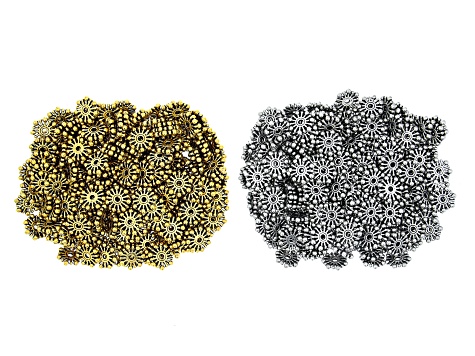Starlight Design Round Spacer Beads in Antiqued Silver and Antiqued Gold Tones appx 500 Pieces Total