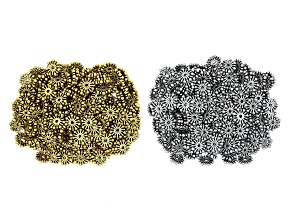 Starlight Design Round Spacer Beads in Antiqued Silver and Antiqued Gold Tones appx 500 Pieces Total