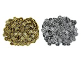 Starlight Design Round Spacer Beads in Antiqued Silver and Antiqued Gold Tones appx 500 Pieces Total