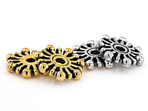 Starlight Design Round Spacer Beads in Antiqued Silver and Antiqued Gold Tones appx 500 Pieces Total