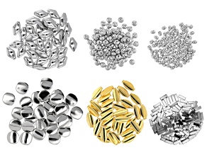 Metal Spacer Beads in 6 Shapes in Gold Tone & Silver Tone 400 Pieces Total