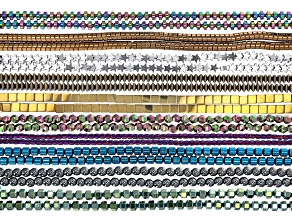 Multi-Color Hematine in Assorted Shapes Bead Strand Set of 20 appx 15-16"