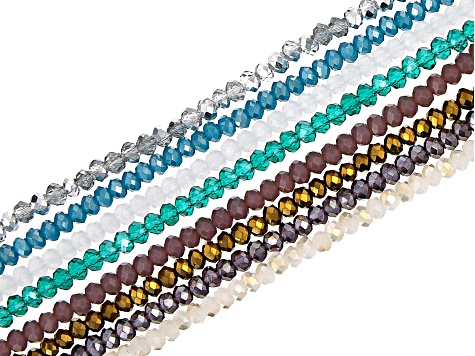 Chinese Crystal Glass Faceted appx 3x2-3.5x2.5mm Rondelle Bead Strand Set of 8 in Assorted Colors