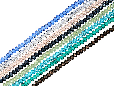 Chinese Crystal Glass Faceted appx 3x2-3.5x2.5mm Rondelle Bead Strand Set of 8 in Assorted Colors