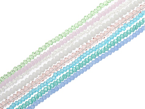 Chinese Crystal Glass Faceted appx 3x2-3.5x2.5mm Rondelle Bead Strand Set of 8 in Assorted Colors