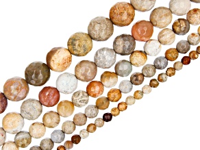 Jasper Faceted Round appx 4-12mm Bead Strand Set of 5 appx 15-16"