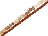Peach & Multi-Color Moonstone Faceted Rondelle Bead Strand Set of 2 appx 12-13"